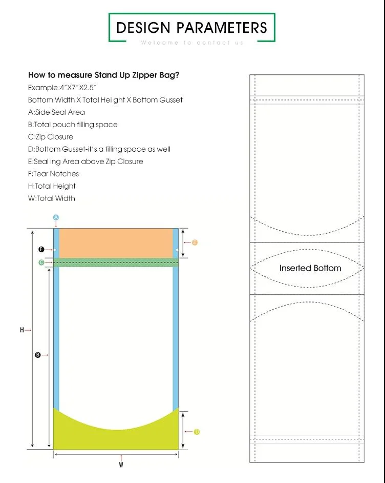 Food Packaging Stand up Pouch with Clear Window in Front