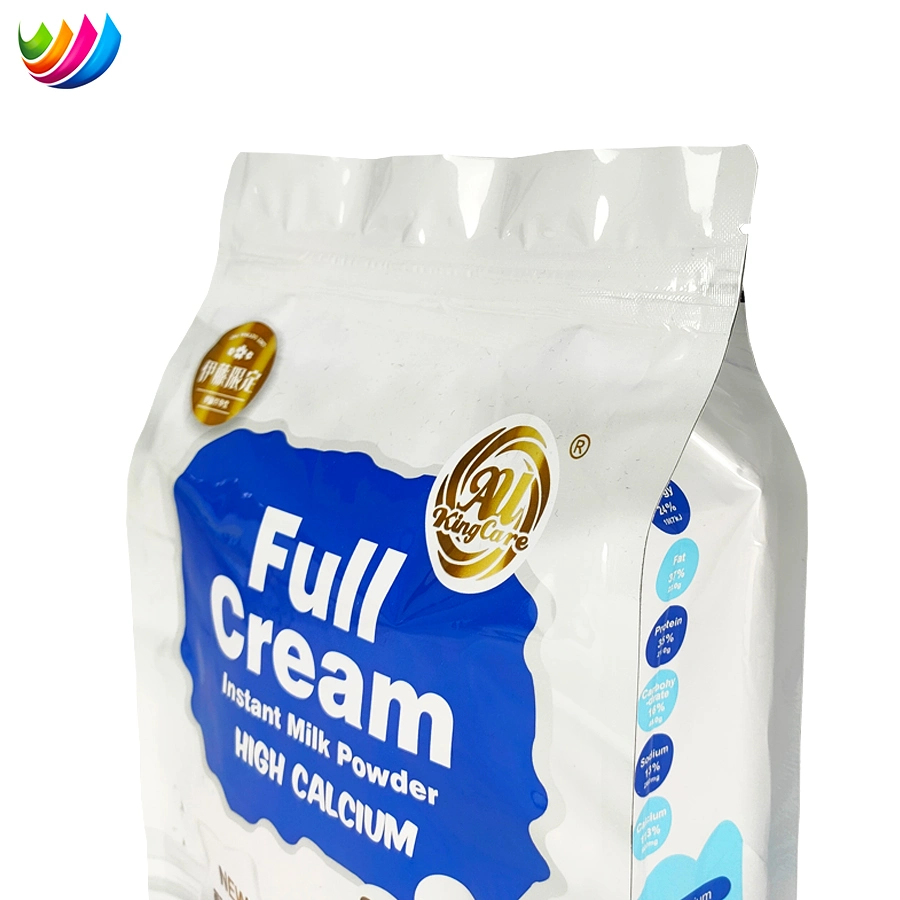 Printed Customized Plastic Aluminum Foil Coffee Powder Milk Bag Flat Bottom Pouch with Zipper