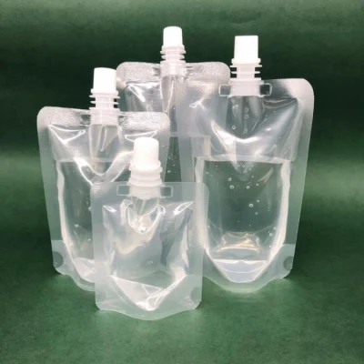 Kundenspezifische 150 ml/200 ml/400 ml transparente Stand-Auslauf-Beutel, klare Getränkebeutel mit Auslauf, Kunststoffverpackung, Saft-Getränkebeutel-Verpackung mit Auslauf